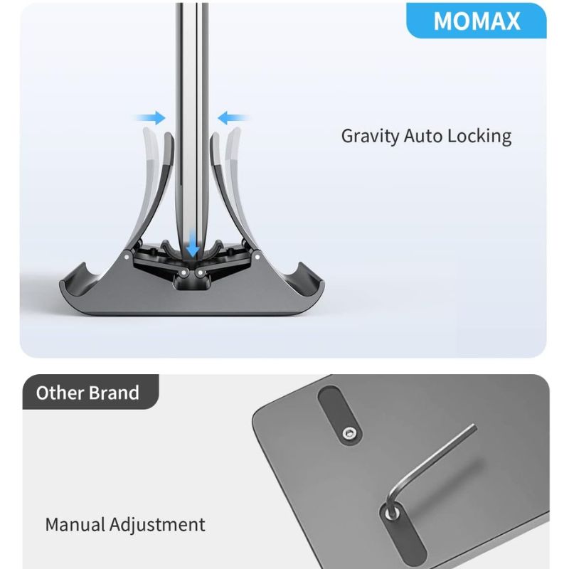 MOMAX KH17 Arch 3 Laptop Vertical Stand Gravity Auto Shrink Laptop Holder.