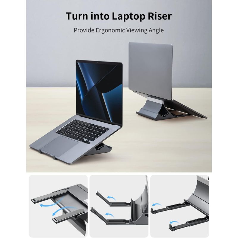 MOMAX KH17 Arch 3 Laptop Vertical Stand Gravity Auto Shrink Laptop Holder.