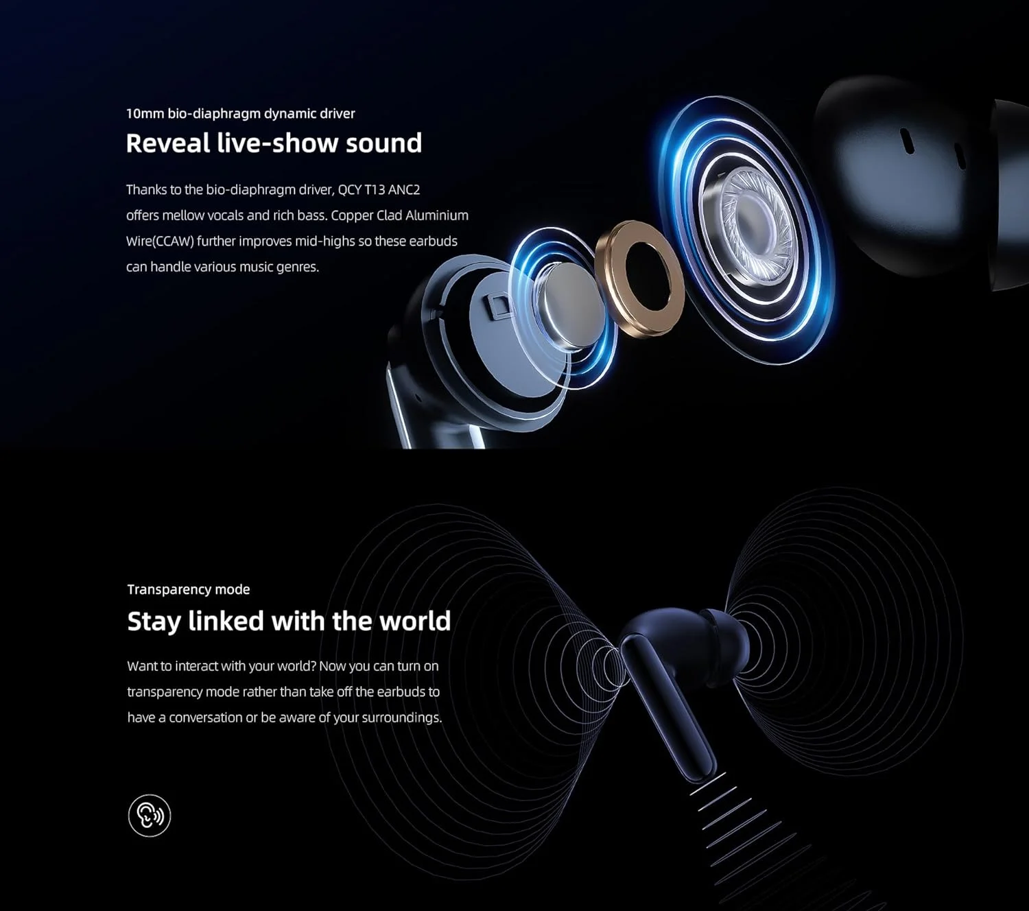 Affordable QCY T13 ANC2 TWS earbuds with deep bass Holooz 