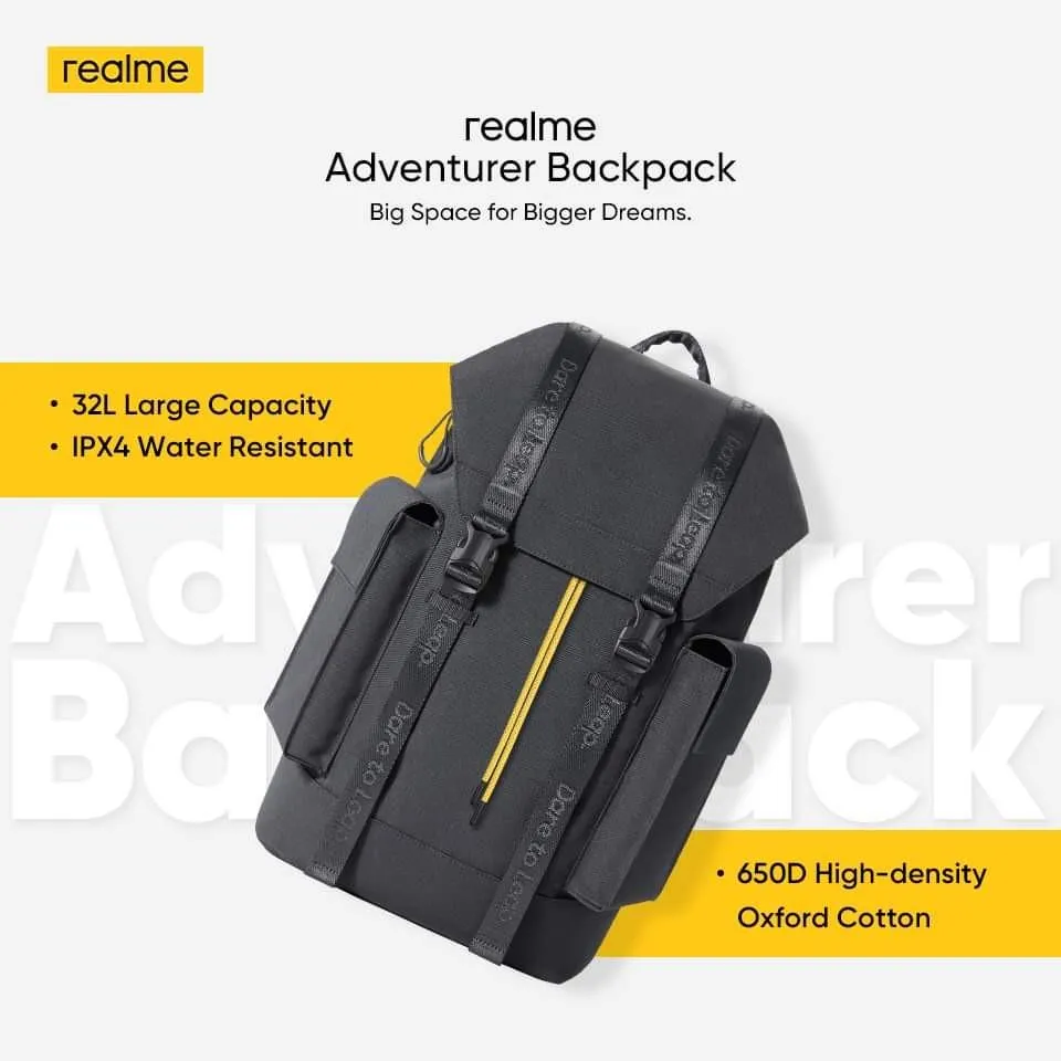 Realme Trendy Backpack Waterproof Fashionable Travel Bag