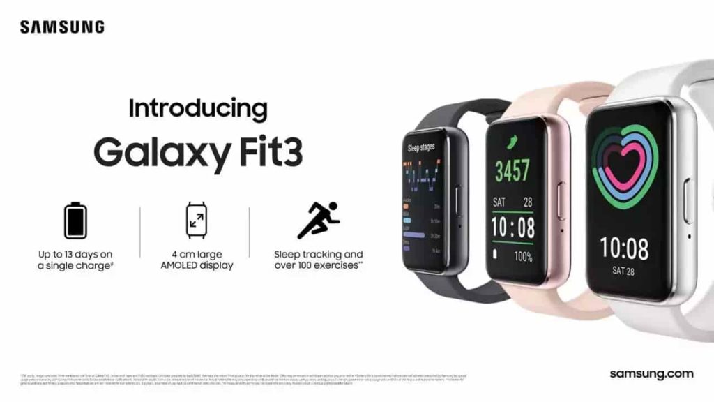 Samsung Galaxy Fit 3 Smart Watch.