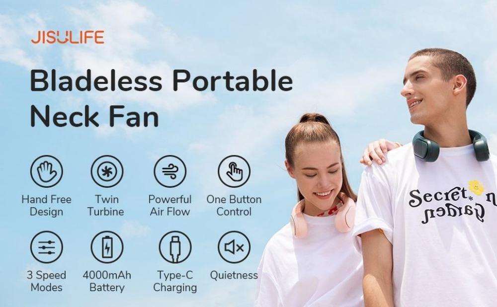 Buy JISULIFE FA12R Neck Fan Rechargeable Fan 4000mAh Bladeless Twin Turbine Fan from Holooz at a low price in Bangladesh