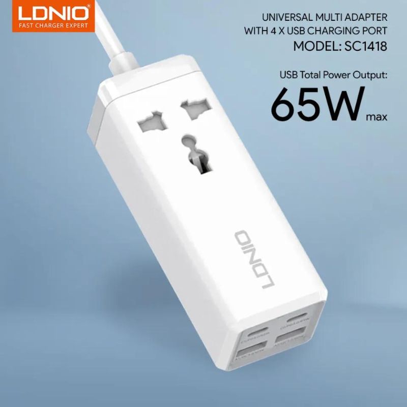 LDNIO SC1418 65W PD Desktop Power Strip with Power Socket.