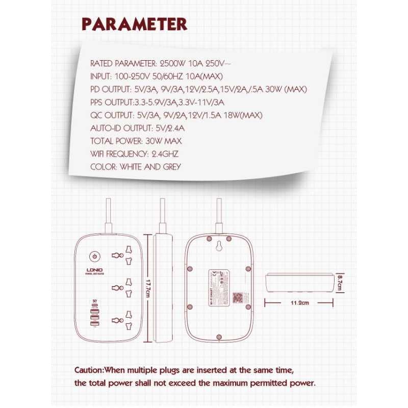 LDNIO SCW3451 WIFI Smart Universal Power Socket.