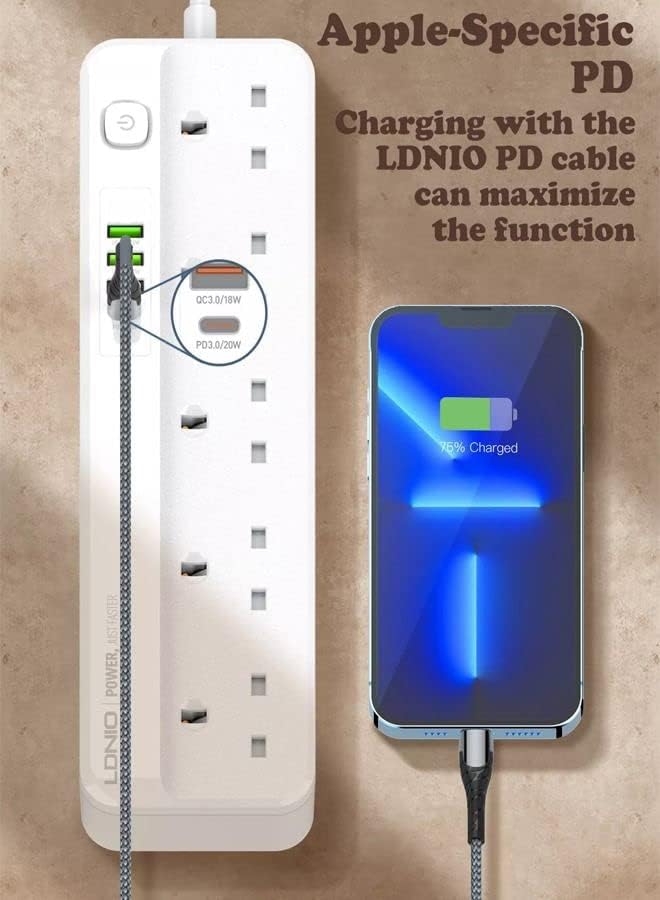 LDNIO SK5493 5 AC Outlets UK Power Strip.