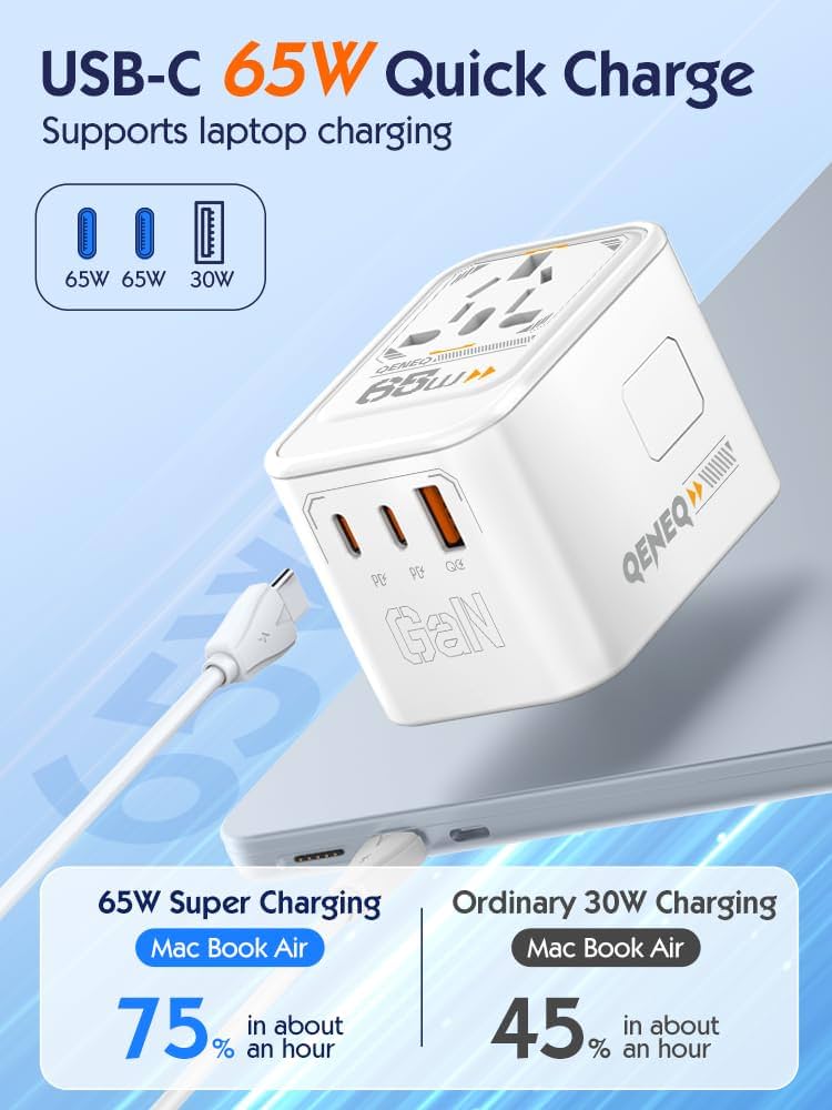 LDNIO Z6 3 USB Ports 65W GaN Travel Adapter.