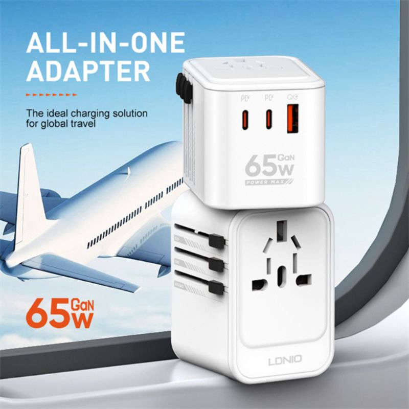 LDNIO Z6 3 USB Ports 65W GaN Travel Adapter.