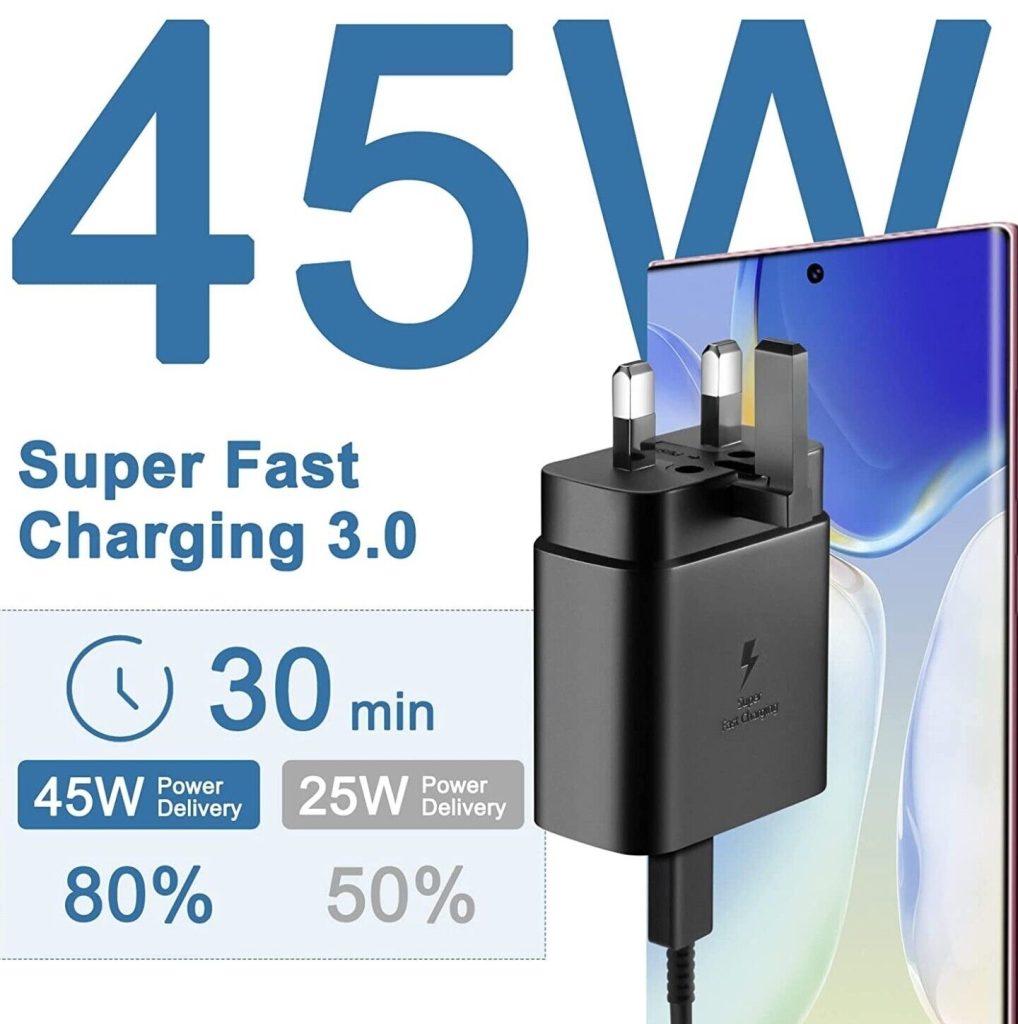 Samsung 45W Travel Adaptor with USB-C Cable.