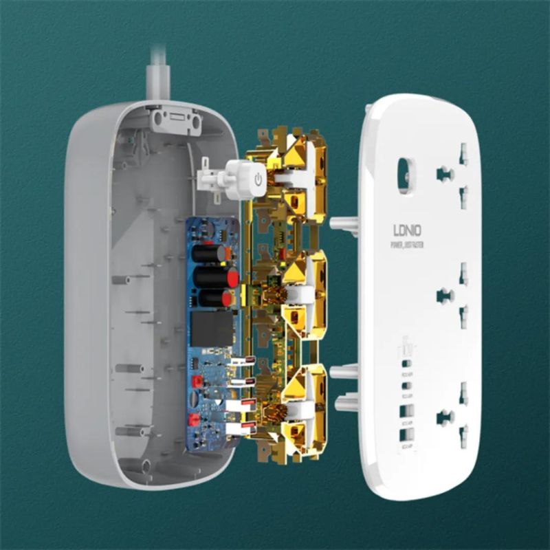 LDNIO SC3416 Power Strip 65W 3 Sockets With 4 Port Charger.