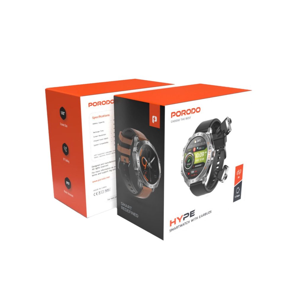 Porodo Hype Smartwatch with Earbuds - Buy from Holooz in Bangladesh