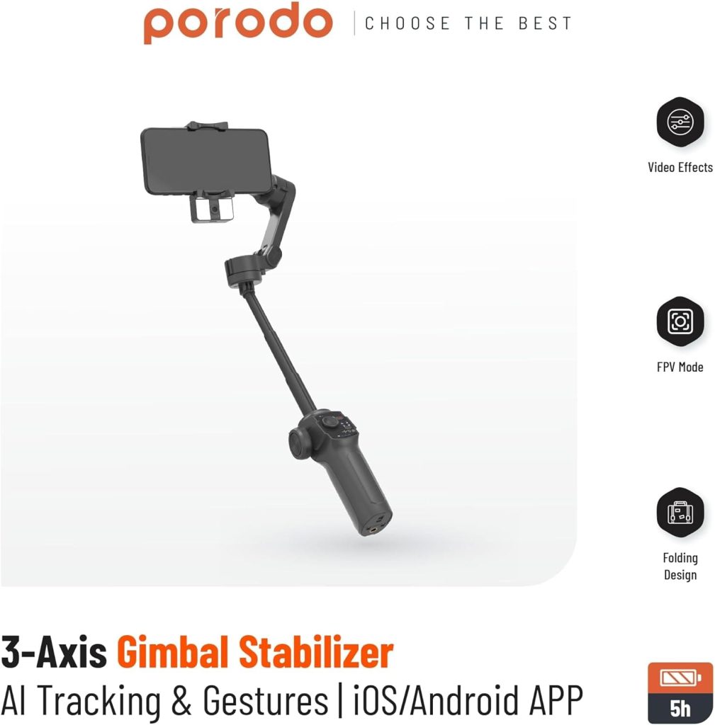 Porodo AI Tracker Gimbal for Smooth Video Capture in Bangladesh