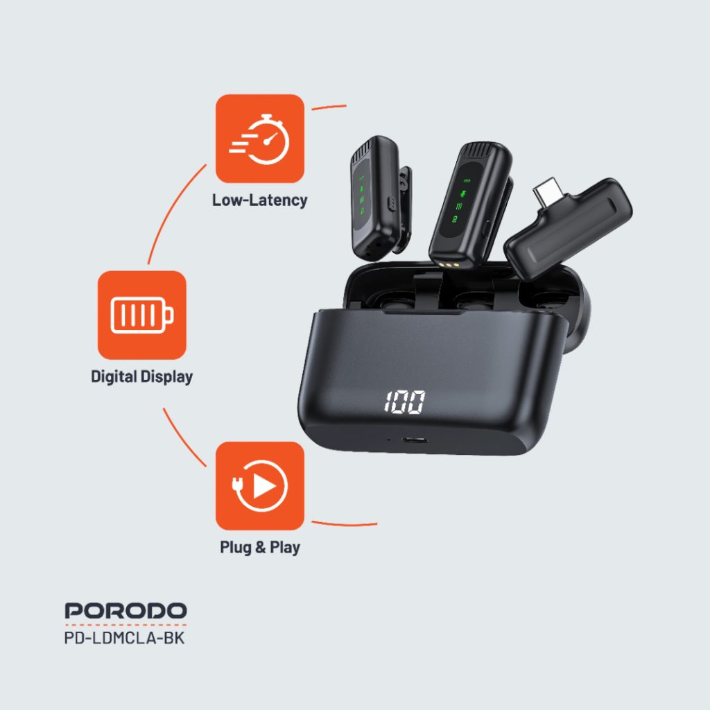 Porodo Lavalier mic with charging case available in Bangladesh