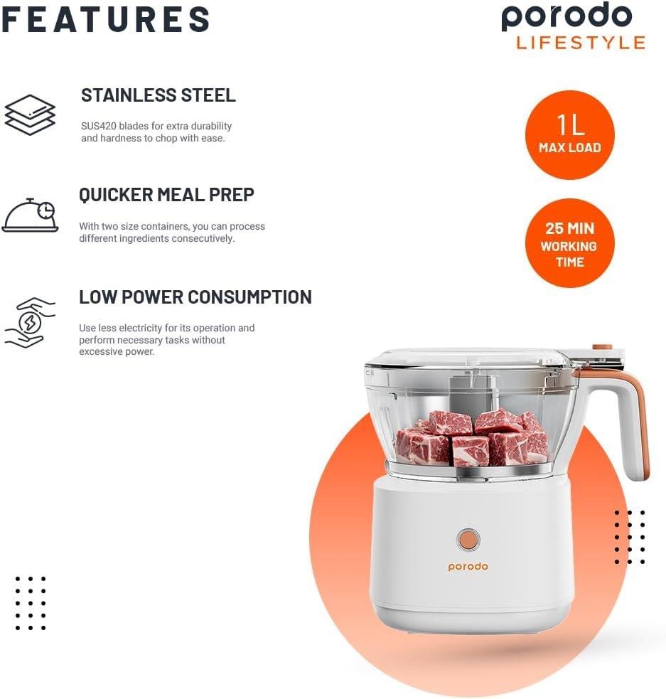 High-performance 88W Mini Food Processor by Porodo in Bangladesh