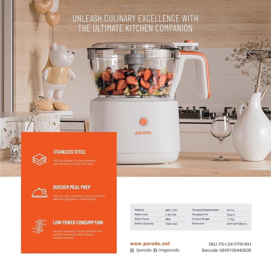 Shop Porodo 88W 4in1 Food Processor at Holooz Bangladesh