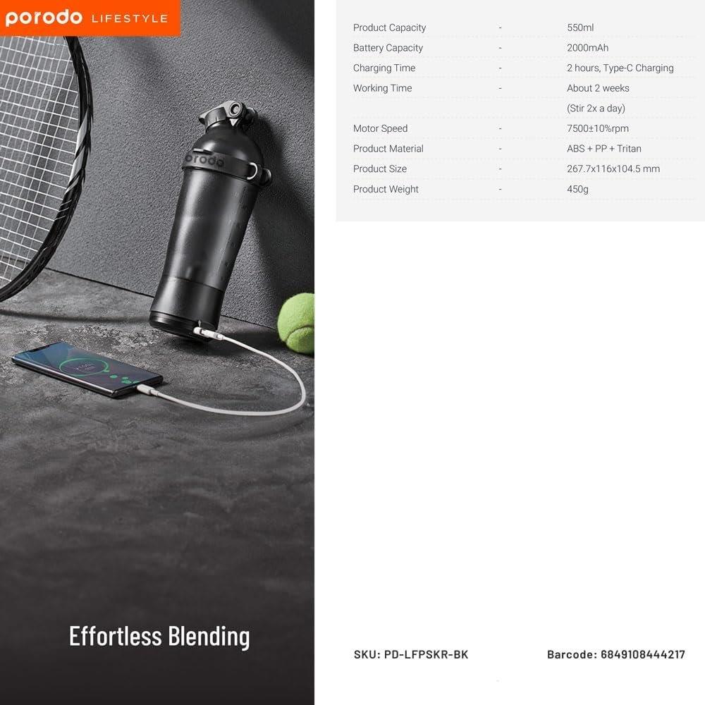 Porodo LifeStyle electric protein mixer – Blend your protein shakes effortlessly in Bangladesh