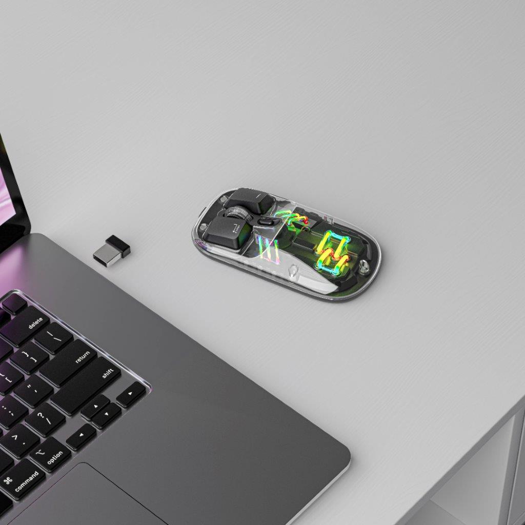 Porodo Transparent Mouse 2.4G and Bluetooth Dual Mode – Black available at Holooz in Bangladesh