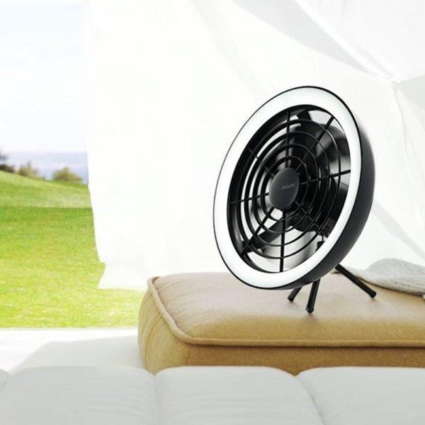JISULIFE FA17 LED ceiling fan with tripod stand for outdoor use in Bangladesh