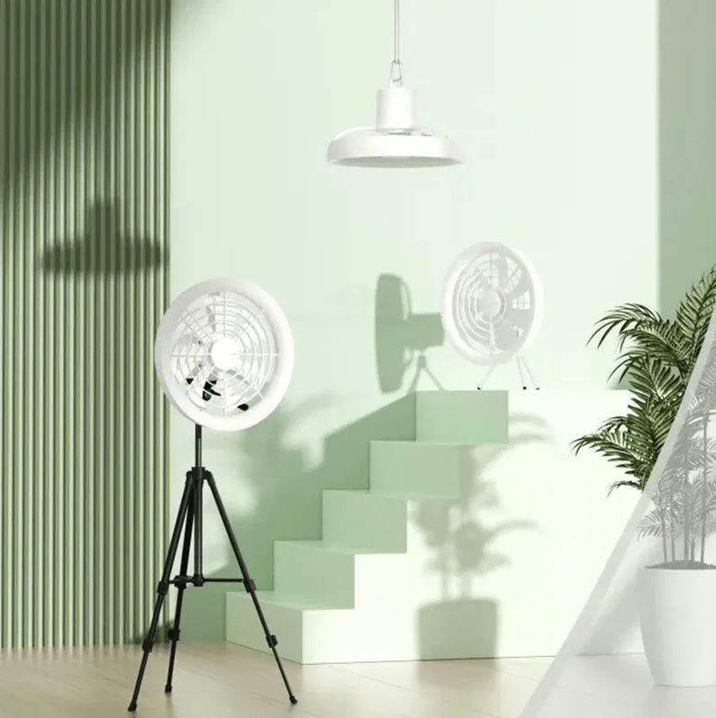 Portable outdoor LED ceiling fan with tripod stand, JISULIFE FA17, at Holooz Bangladesh