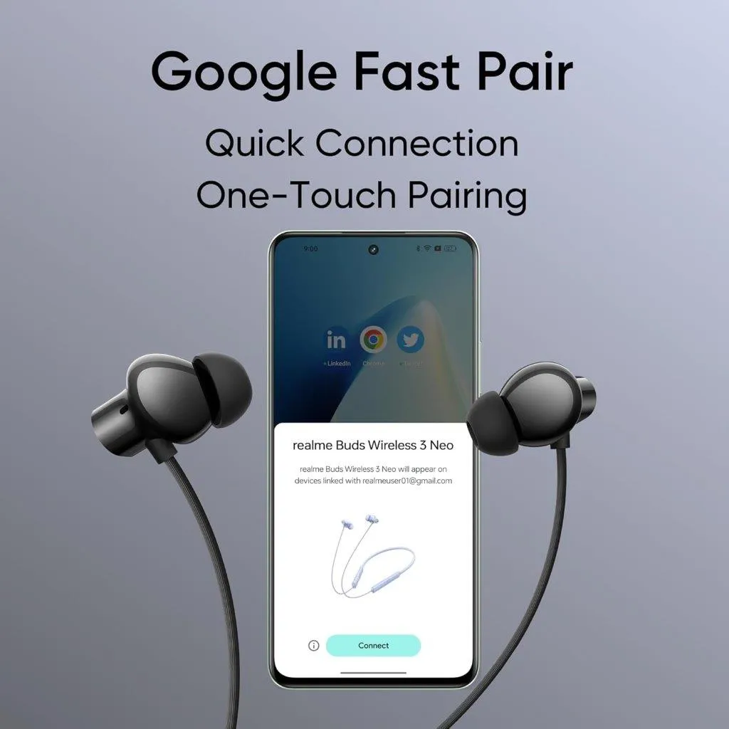 Realme Bluetooth Neckband Earphones - Realme Buds Wireless 3 Neo