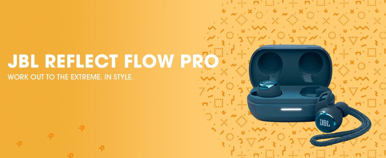 Waterproof JBL Reflect Flow Pro earbuds for active lifestyle