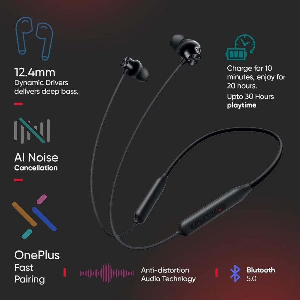 Get OnePlus Bullets Wireless Z2 Bluetooth Neckband for Clear Audio