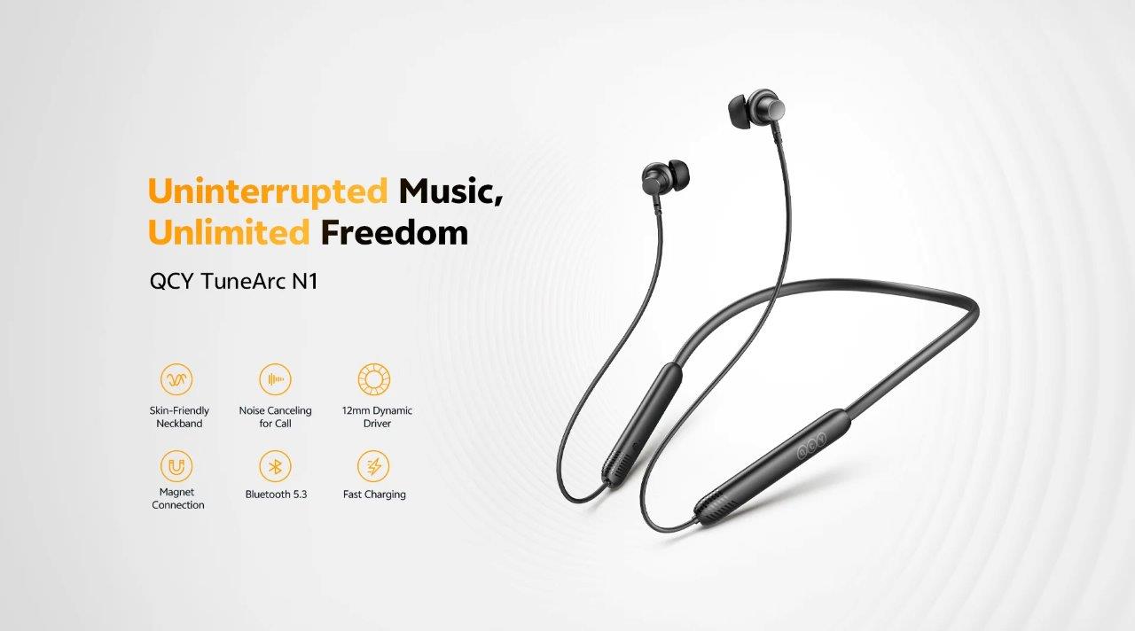 QCY N1 C3 Neckband Headphones Close-up Shot