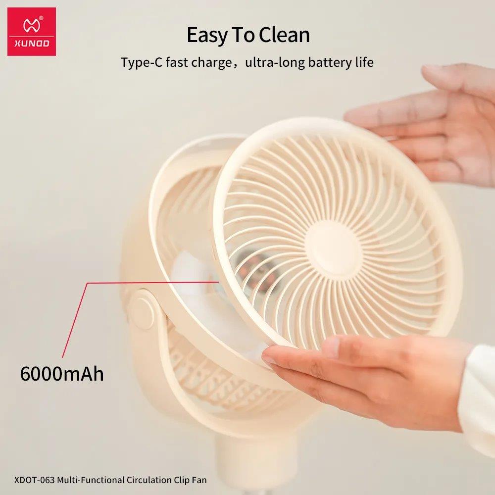 Portable XUNDD Clip Fan with 360° Rotation - Best for Home & Office