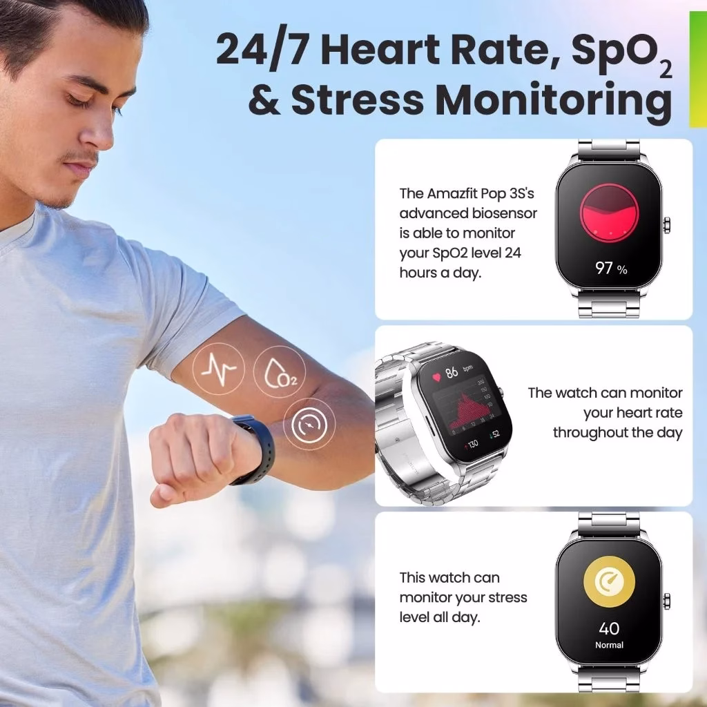Holooz Amazfit Pop 3S Smart Watch with AMOLED display