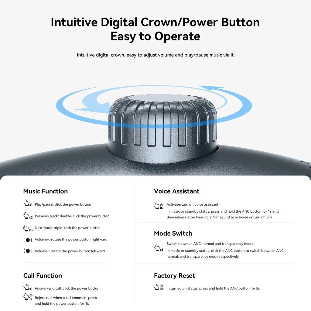 Premium JOYROOM JR-JH1 Hybrid ANC Headphones at Holooz