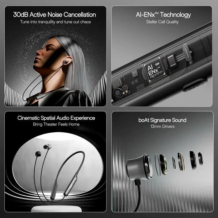 Holooz boAt Rockerz 210 ANC high-quality neckband earphones