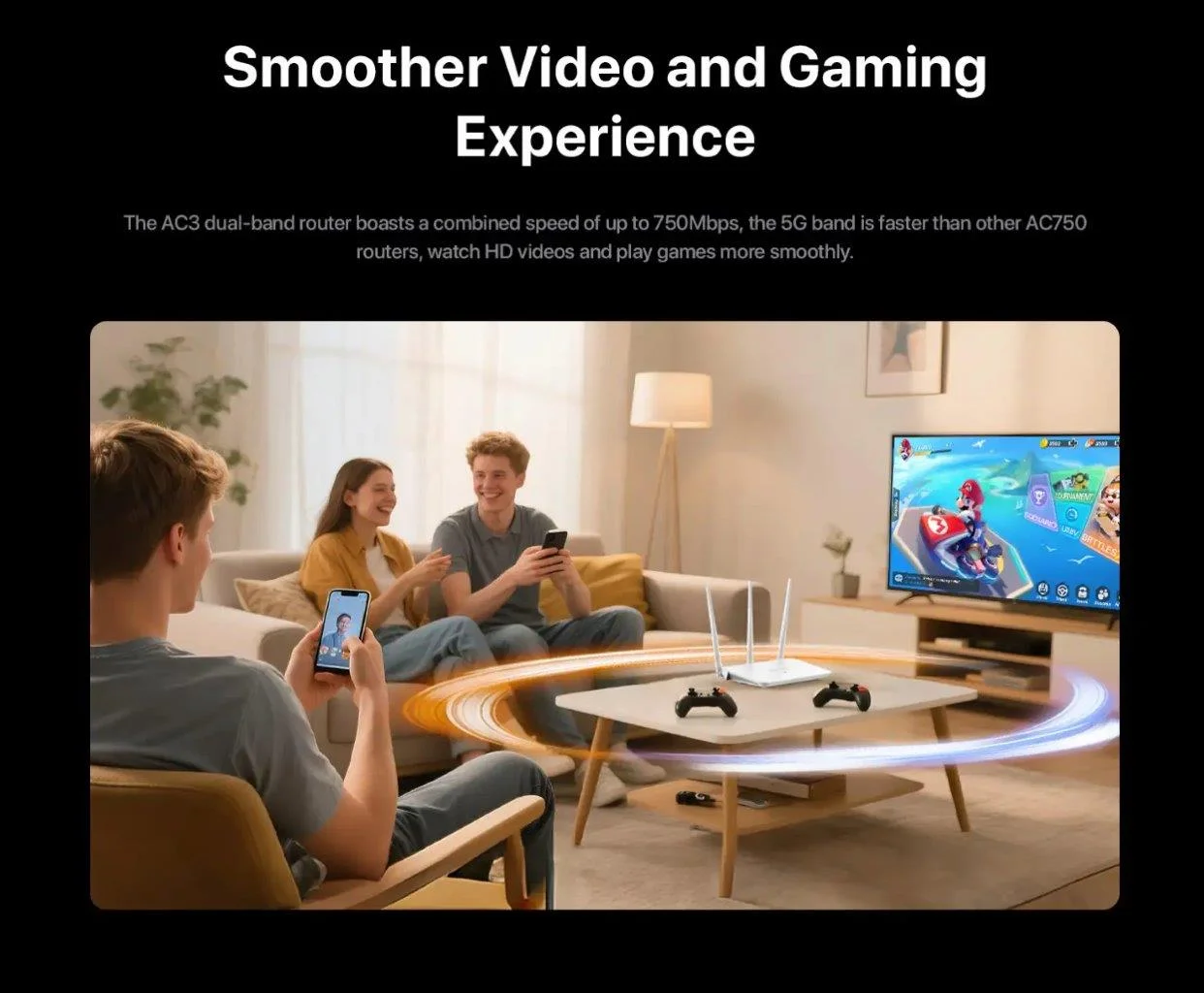 Holooz Tenda AC750 Dual-Band WiFi Router for home use