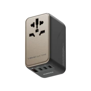Compact 4-Port Momax UA15 120W Travel Adapter with USB-C Cable