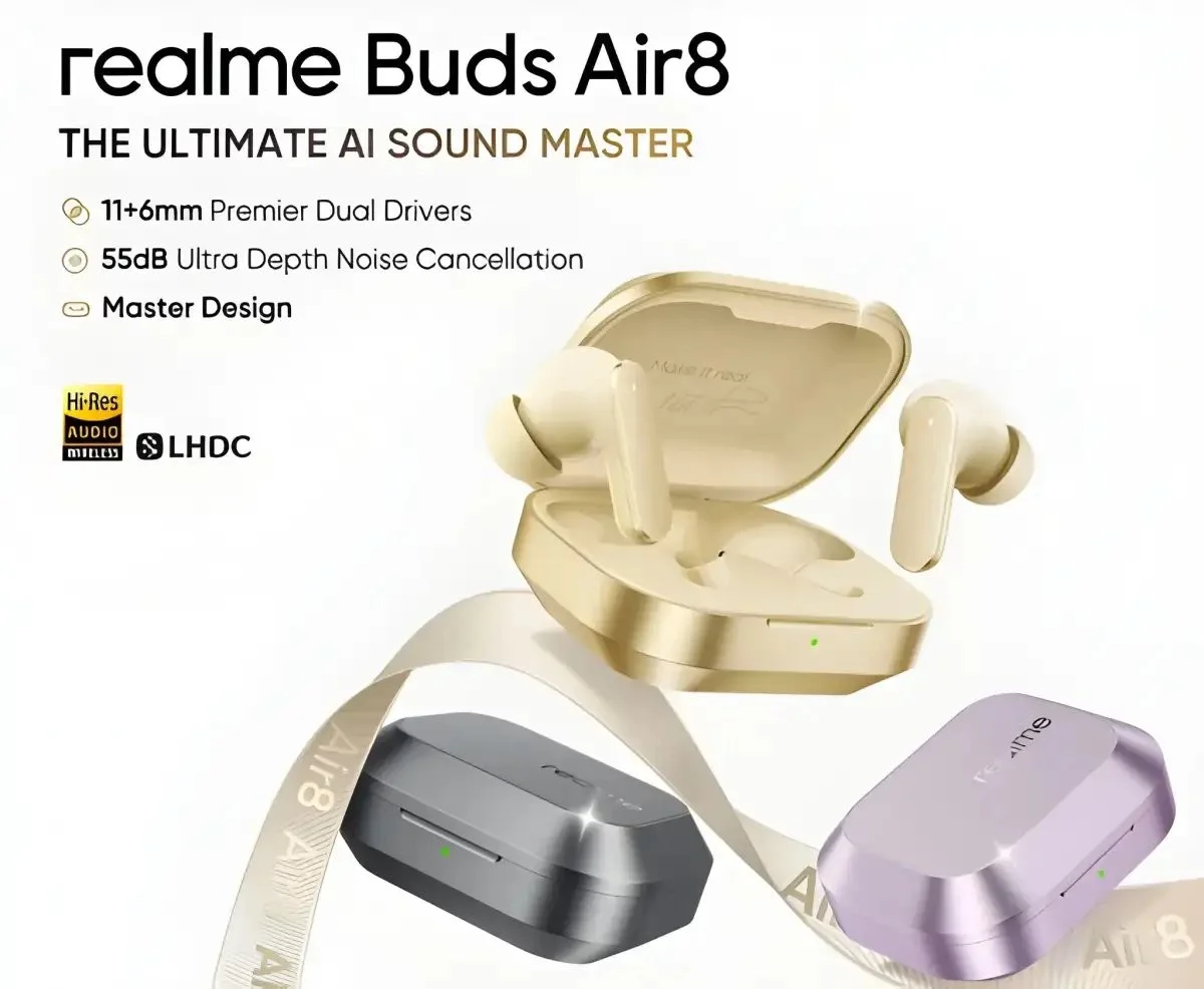 Realme Buds Air 8 55dB ANC earbuds online at Holooz Bangladesh