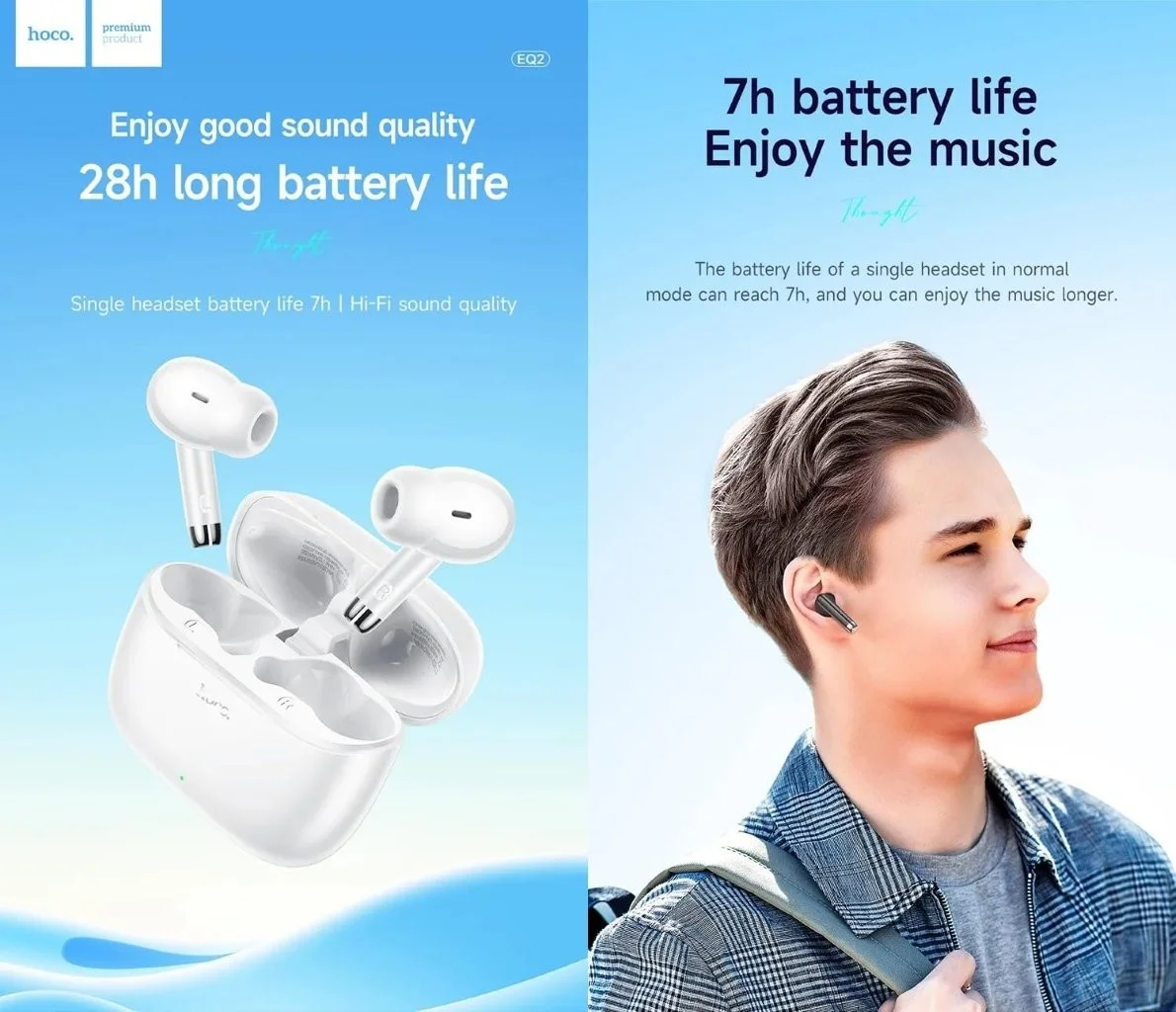 Buy Hoco EQ2 True Wireless Earbuds from Holooz Bangladesh
