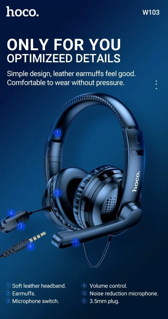 Hoco W103 wired gaming headphone with mic best price BD