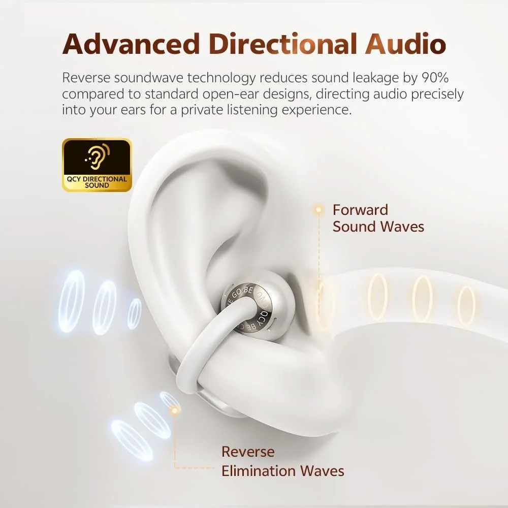 Original QCY Crossky C50 Open Ear Clip Earbuds available at Holooz BD
