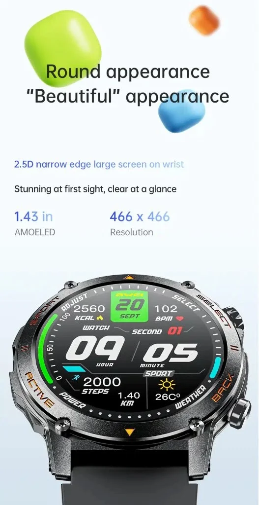 AWEI H52 Smart Watch front view Holooz Bangladesh