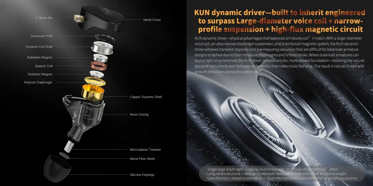 GK STREAK Hybrid Dual-Driver Hi-Fi IEM with KUN Dynamic Driver and Micro-Planar Tweeter
