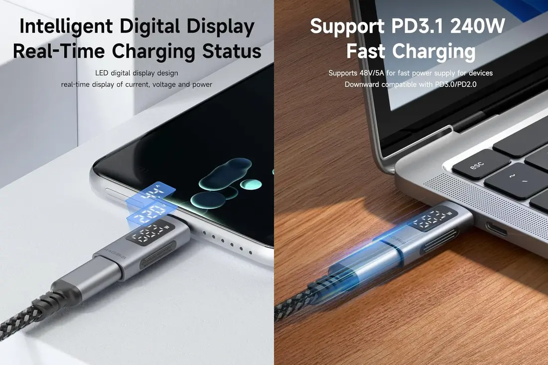 Hagibis TUA04 240W USB4 USB-C adapter with LED power display