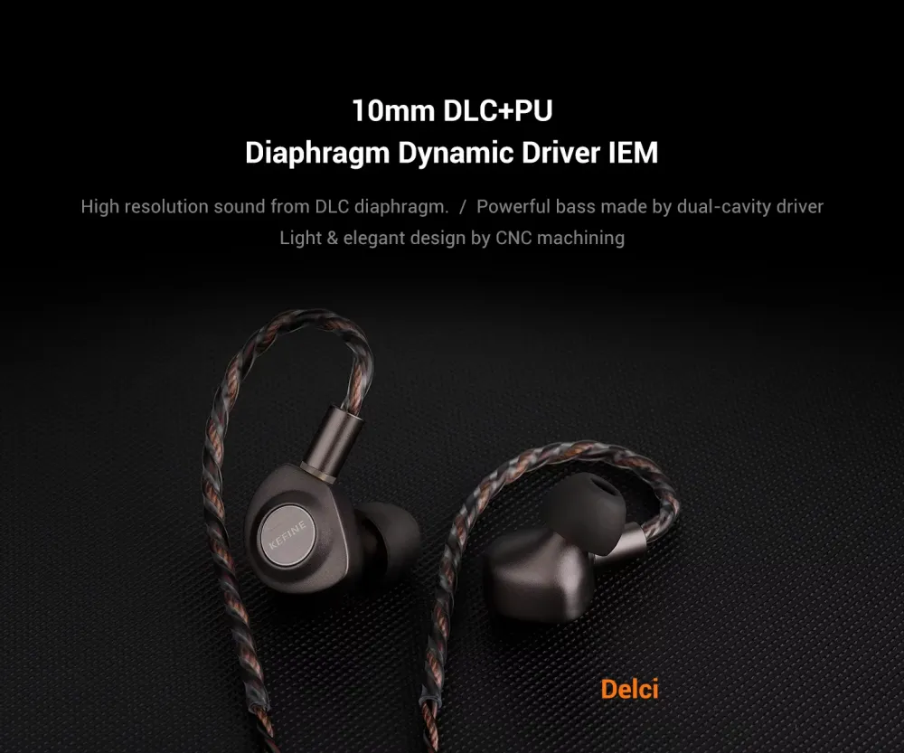KEFINE Delci CNC aluminum in-ear monitor with detachable 2-pin cable