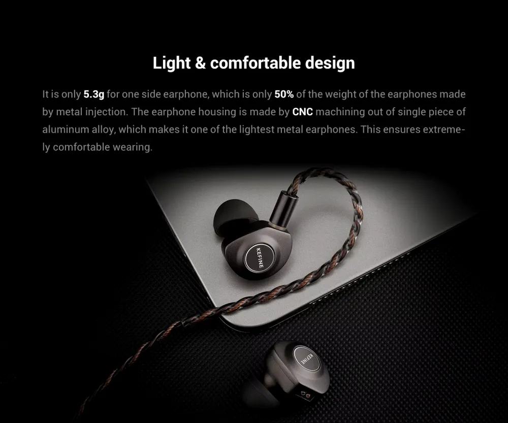 KEFINE Delci audiophile wired earphones with 10mm dynamic driver