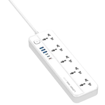 LDNIO SC5614C 2500W Power Strip with 3 PD 20W USB-C & 3 USB-A Ports — 5 Universal Sockets, 2M Extension Cord, Fireproof Design