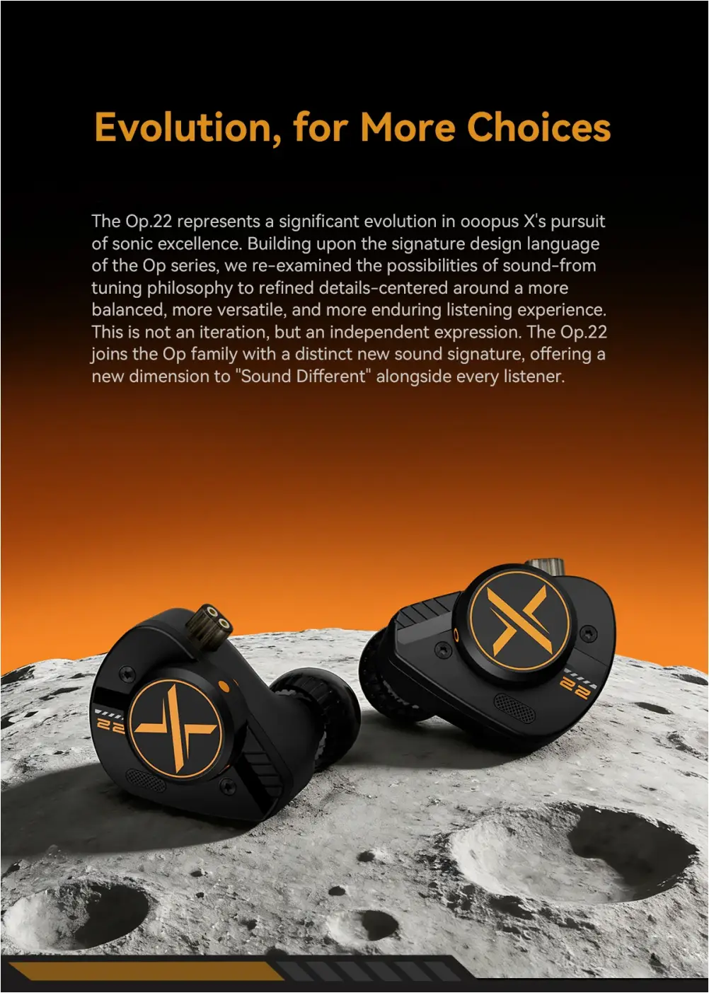 ooopusX Op.22 hybrid IEM earphones featuring dual dynamic and dual balanced armature drivers
