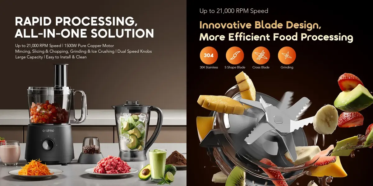Oraimo OmniBlend OBL-581A high-power 1500W kitchen blender for blending, chopping, and grinding