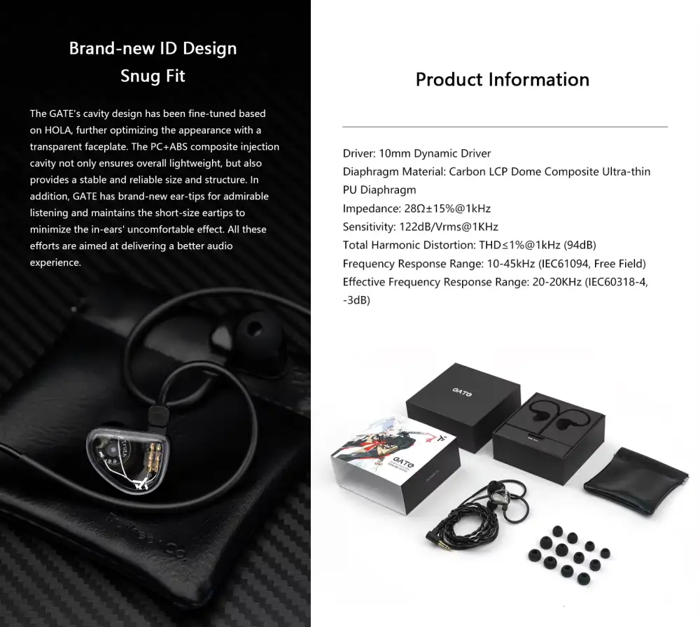 TRUTHEAR GATE HiFi in-ear monitor with 10mm dynamic driver and transparent faceplate