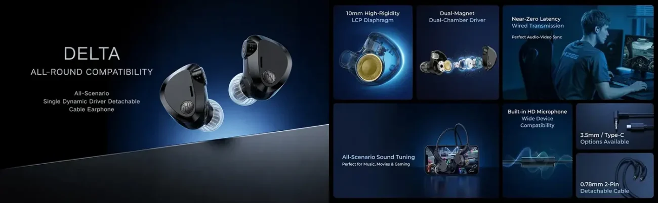 Twistura Delta single dynamic driver IEM with LCP diaphragm and zinc alloy housing